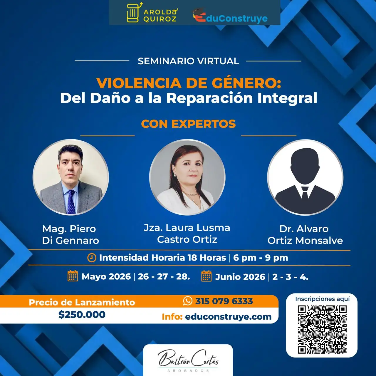 Flyer del seminario virtual Violencia de Género: Del Daño a la Reparación Integral